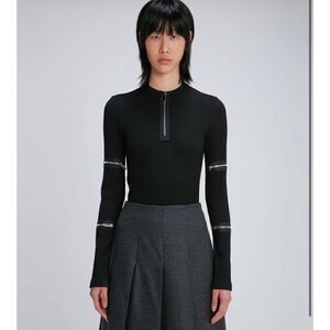 New Christopher Kane Ribbed jersey zip top sz 50 XXL